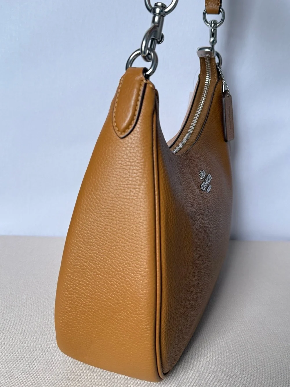 NWT Coach Teri Hobo Bag CJ517 Silver/Light Saddle Shoulder Crossbody with Scarf